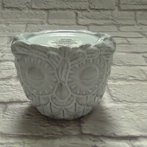 Bath and body works white owl small candle holder